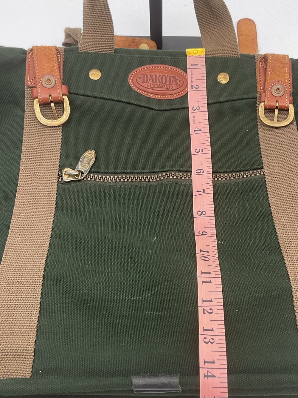 Tumi Dakota Green Canvas Duffel Suitcase with Brown Leather Trim - Picture 13 of 16